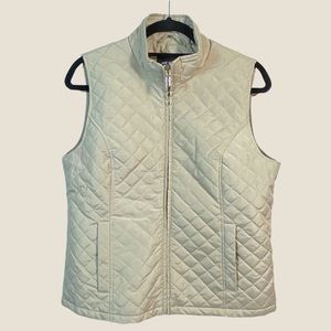 NINE WEST womens vest quilted sand color essential Fall item minimalist Medium